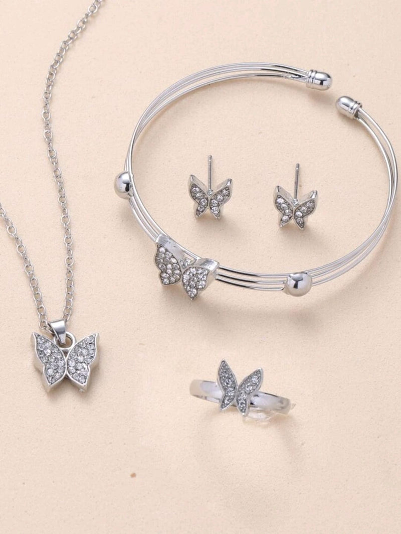 Saphir | Set Brillance Papillon – Bijoux en Strass 5 Pièces