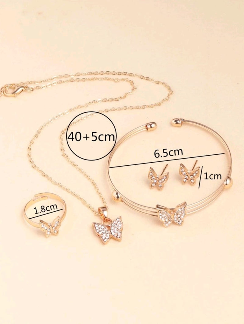 Saphir | Set Brillance Papillon – Bijoux en Strass 5 Pièces