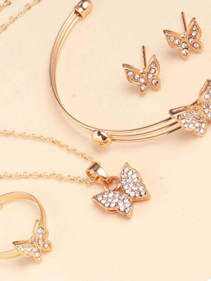 Saphir | Set Brillance Papillon – Bijoux en Strass 5 Pièces