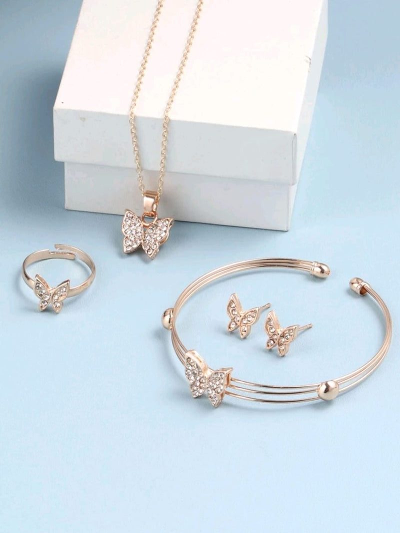 Saphir | Set Brillance Papillon – Bijoux en Strass 5 Pièces